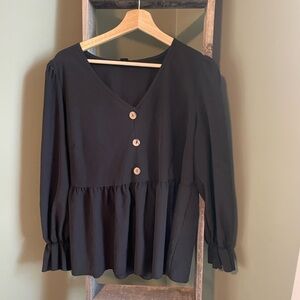 Shein Curve Button Front Blouse